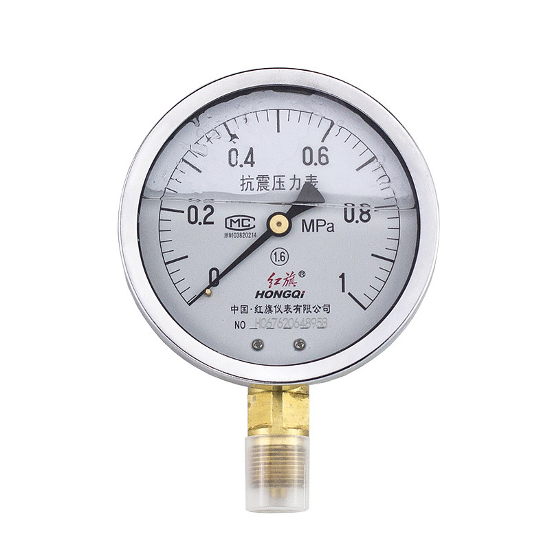厂家直销 红旗仪表 耐震防震抗震压力表YTN-100 0-1MPa充油压力表