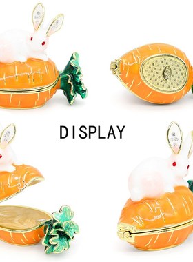 水晶招财菠萝小兔子摆件外贸珐琅彩戒指饰品收纳首饰盒家居装饰