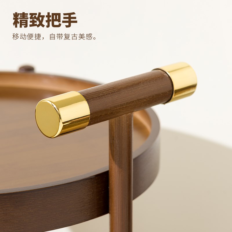 移动小推车中古茶几沙发侧边柜桌子复古小型床头柜带轮多层置物架