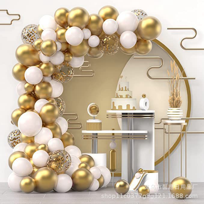 白金乳胶气球套装婚礼派对装饰
