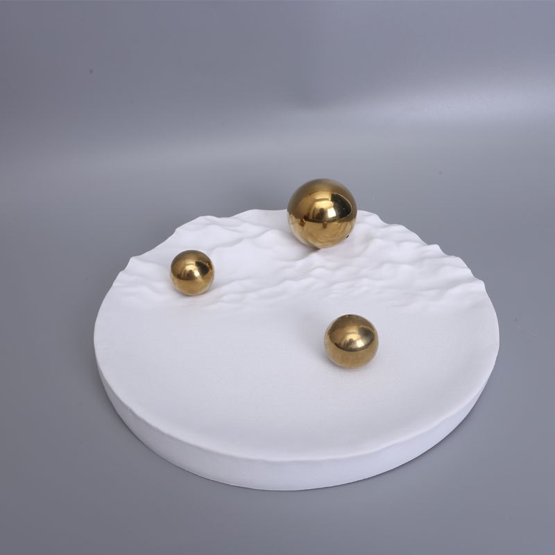 现代简约树脂托盘收纳圆形轻奢样板间H酒店客厅软U装饰品样板房摆