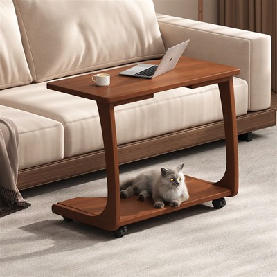 实木沙发边几侧边柜可移动茶x几家用客厅小户型茶几桌带轮床头边