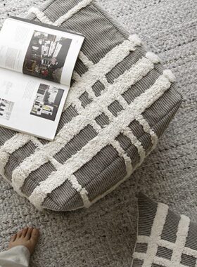 客厅LA白色立体懒人沙发光灰时暇I几何蒲团坐垫坐墩米拉民宿闲M