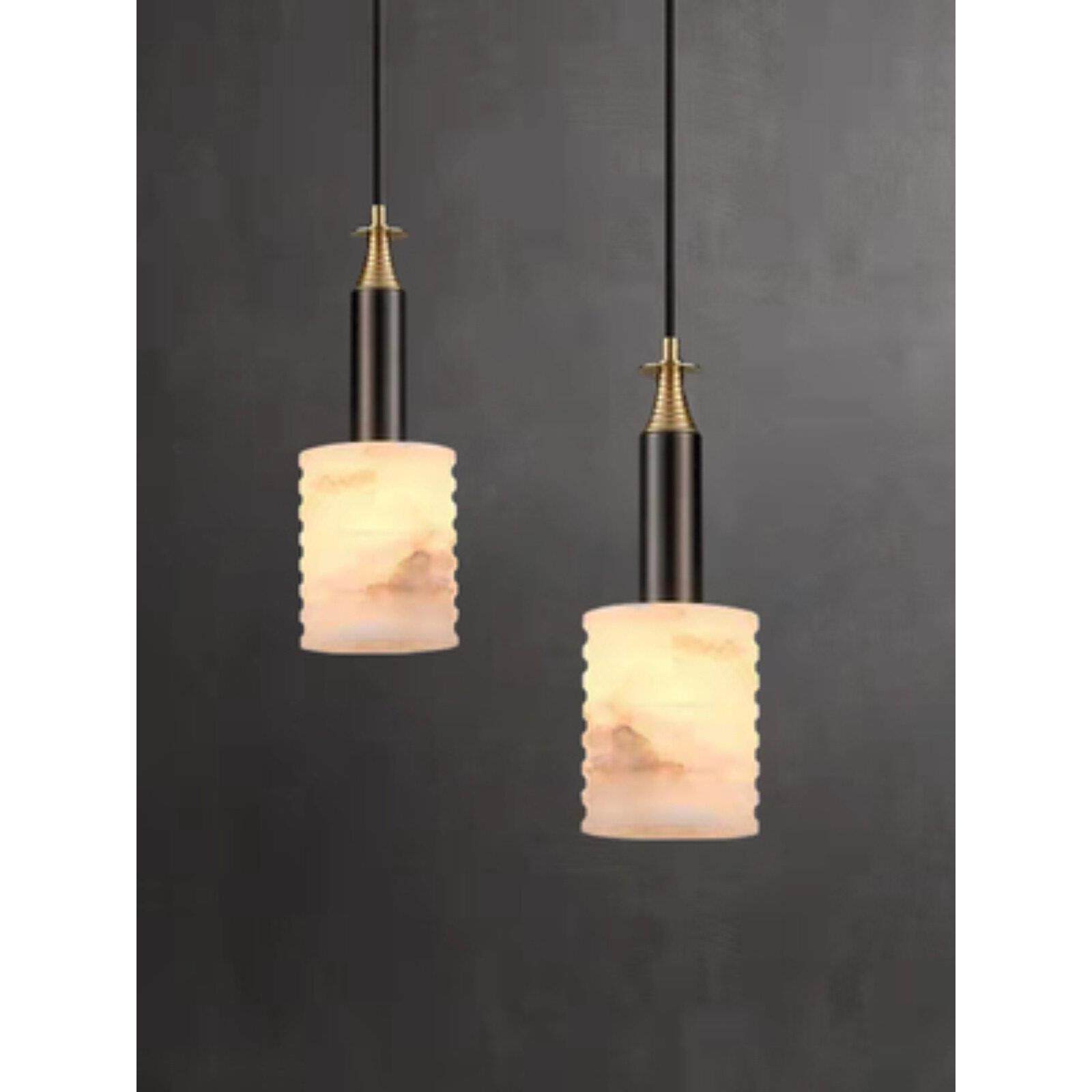 现代新中式创意简约轻奢卧室床头吧台吊灯西班牙云石长线单头灯具