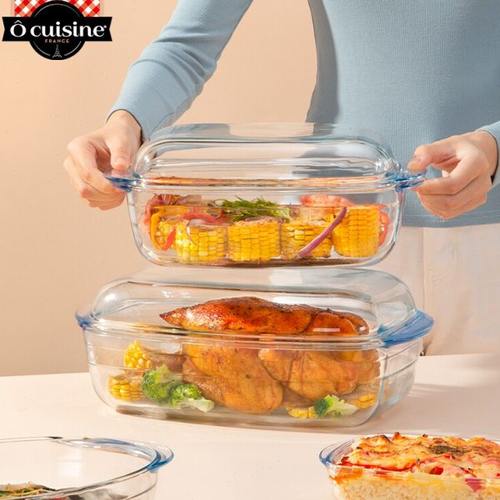 Ocuisine法国进口带盖微波炉玻璃烤锅烤盘芝士焗饭蒸鱼盘烤箱专用