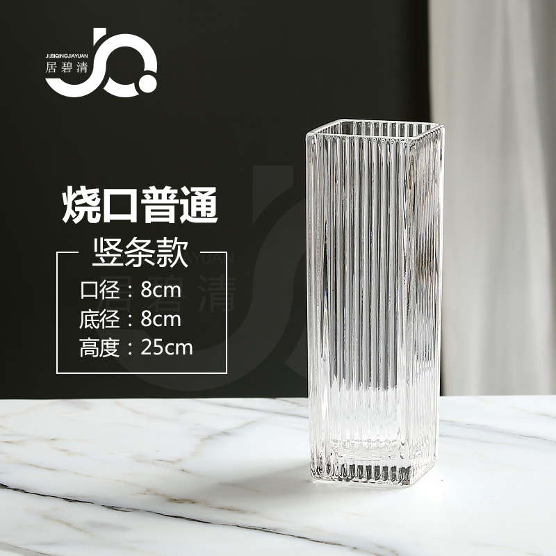 轻奢简约北d欧方形桌面客厅玻璃花瓶网红茶几水培插花摆件百合玫