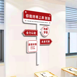 开学教室布置高三激励墙面装饰网红路牌定制班级文T化墙3d立体贴
