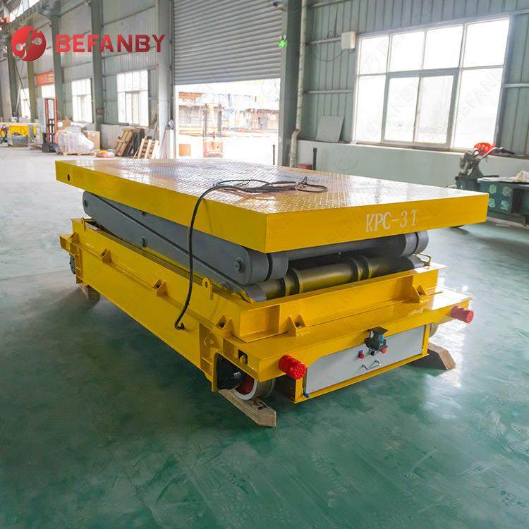 铁轨运输周转车滑触线供电轨道平车电动遥控剪叉式升降电动平台车