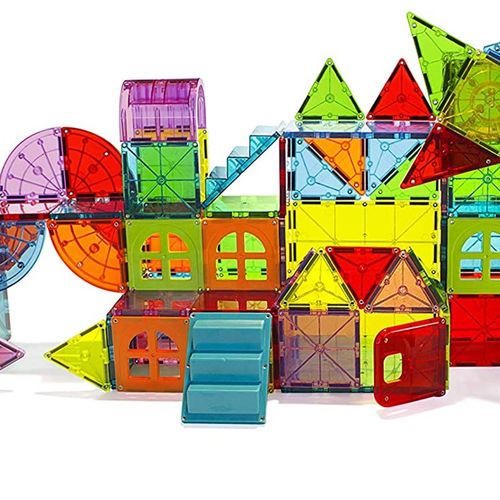 美国MAGNATILES儿童益智拼搭构建立体彩窗透明磁力片积木玩具礼物