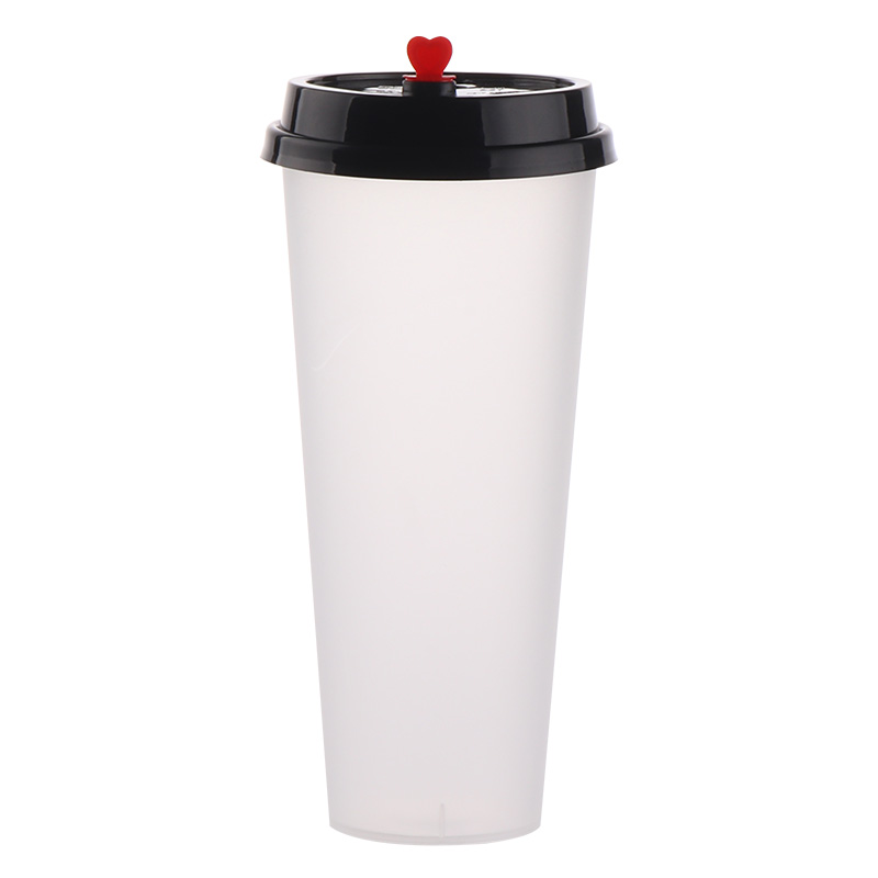 90口径奶茶杯一次性带盖500商用磨砂注塑杯1000塑料杯子700ml定制