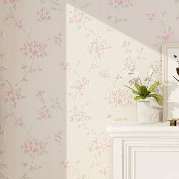 简约3D田园小花浪漫温馨婚房卧室无纺布墙纸加厚客厅背景墙壁纸