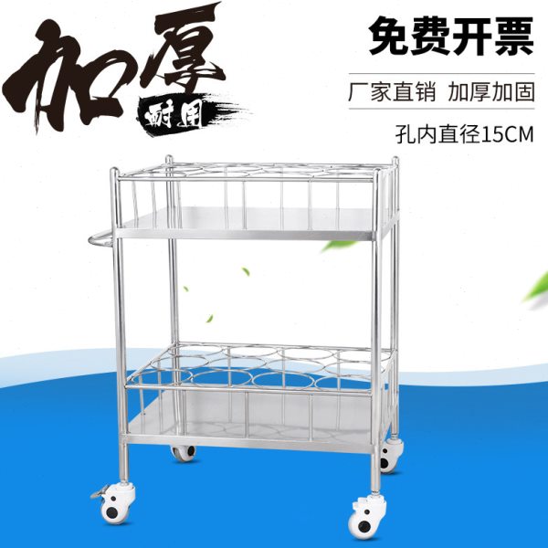 不锈钢加厚型医用热水瓶水壶车送热水推车手推车双层热水瓶推车