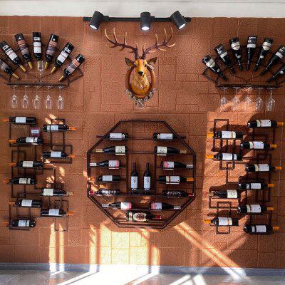 欧式展示架简约现代红酒架1米宽挂墙壁酒吧酒庄葡萄酒铁艺酒柜