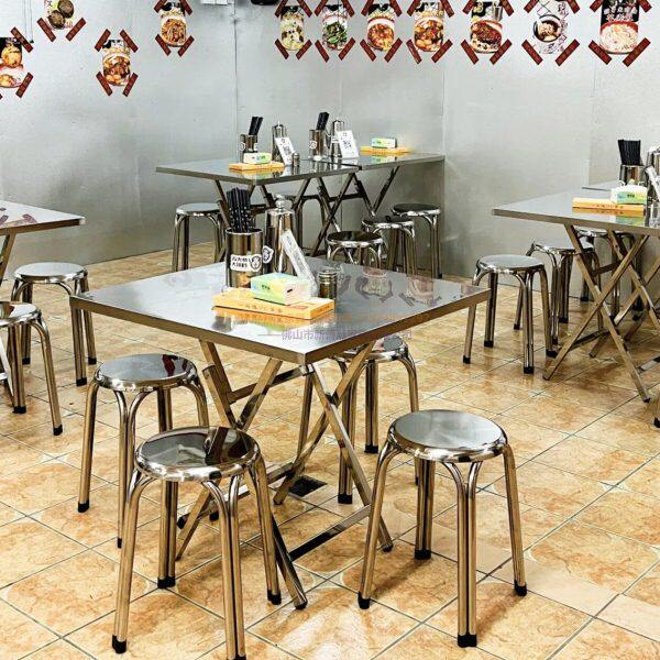 工业风不锈钢折叠桌椅商用市井大排档餐厅串串麻辣烫小吃店凳桌子