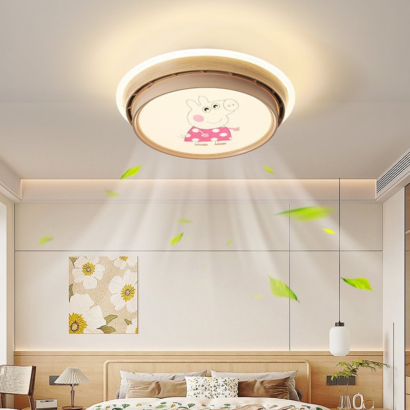 励昌新款简约儿童房卧室风扇灯无叶K风扇灯卡通云朵风扇灯