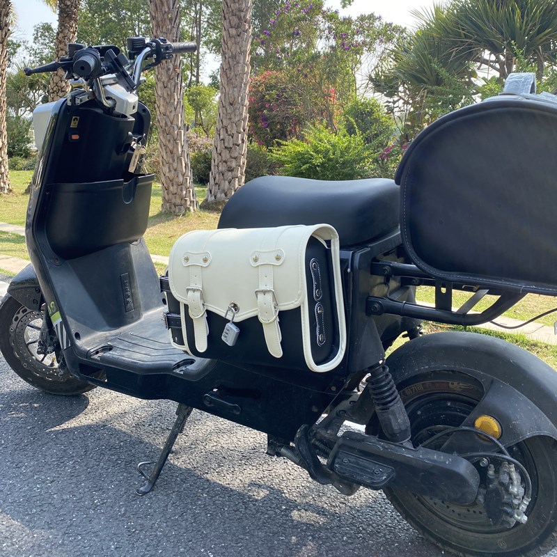 思边包防水后置储物箱收纳大容量电动车挂V包复古侧边包