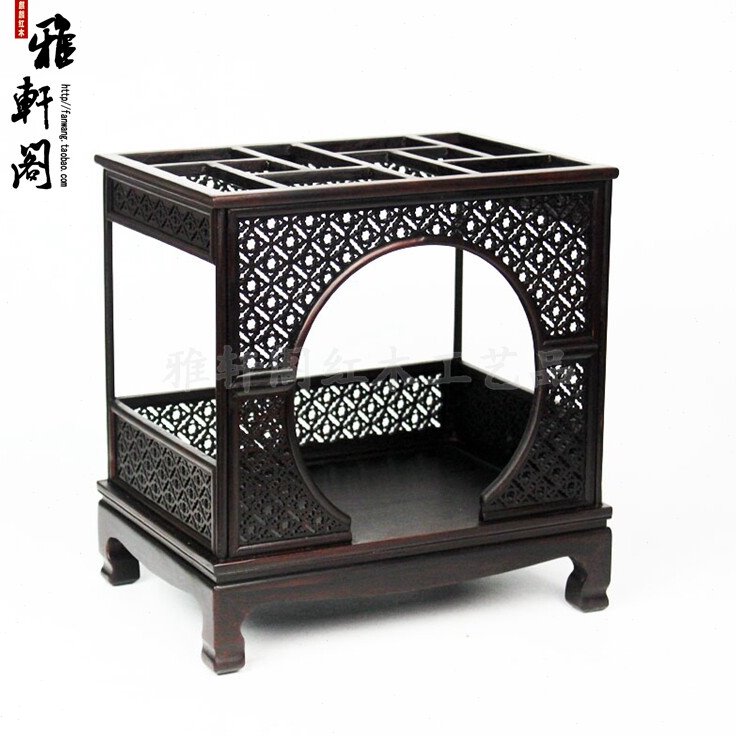 紫檀木微型月门床红木工艺品小家具模型红木工艺品木雕摆件