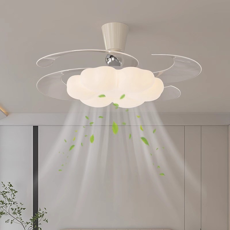 卧室隐形b风扇灯中古客厅书房餐厅全光谱电风扇吊灯一体吊扇灯