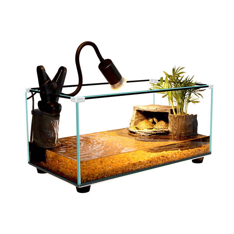 超白玻璃桌c面乌龟缸家用客厅水陆缸小别墅带晒台饲养箱养乌龟专