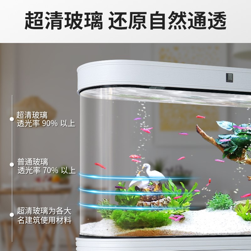 客厅大鱼缸免换k水底过滤屏风带放置柜1米长的一米柜子一体