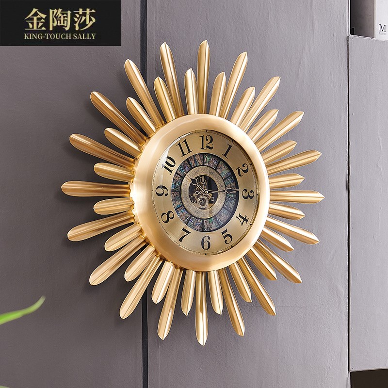 大气餐厅挂表f轻奢黄铜钟表挂钟家用现代创意个性时尚别墅玄关太