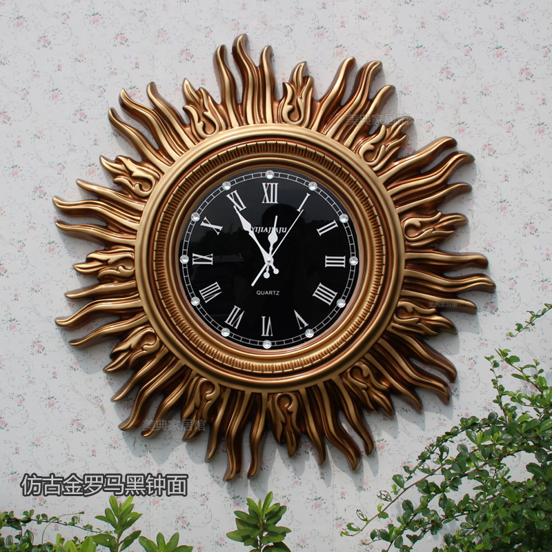 欧式钟表高档复古太n阳挂钟时尚客厅餐厅静音挂钟艺术挂钟田园挂