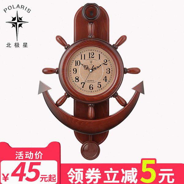 地中海舵手挂钟墙壁简约潮流装饰创意挂件蓝白海洋风格创意小挂钟