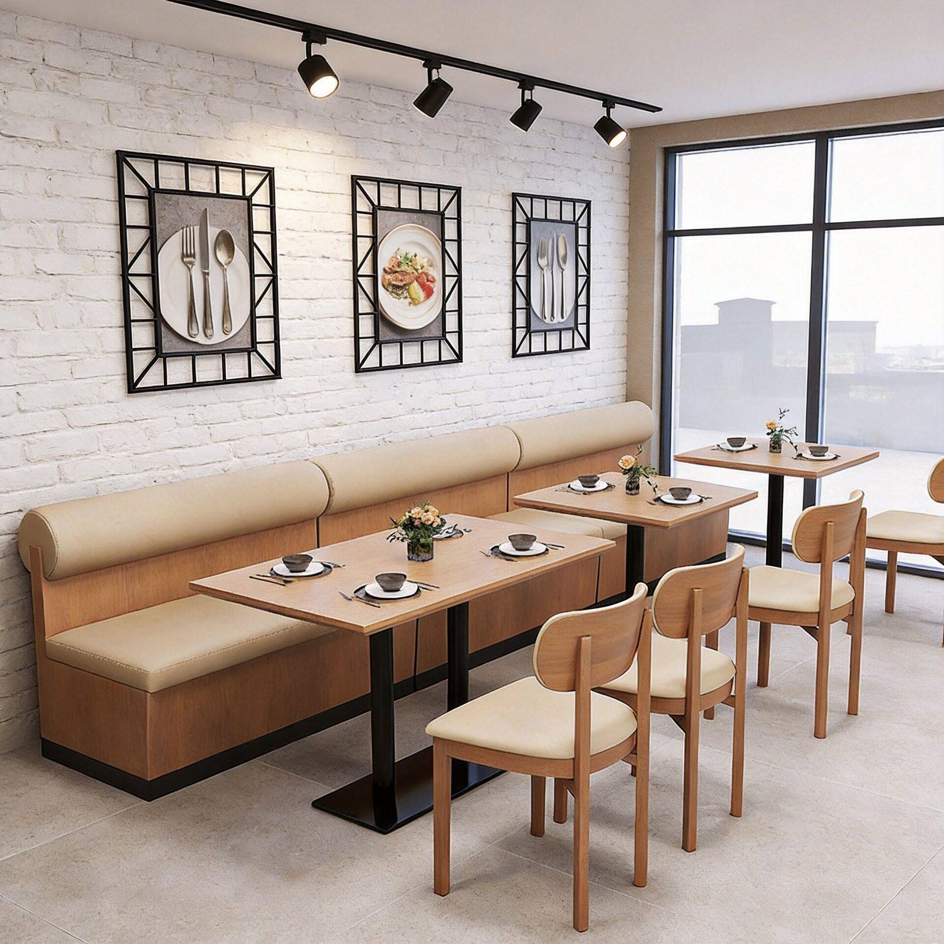 主题酒店餐厅桌椅商用奶茶店咖啡店桌椅小吃火锅店简约实木餐桌椅
