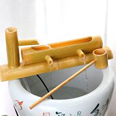 陶瓷鱼缸流水竹子循环水摆件竹筒流水器石槽过滤器办公室流水招财