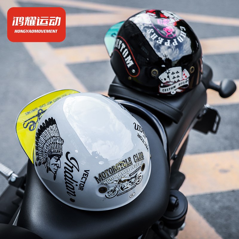 3C认证摩托车头盔复古半盔男女德式瓢盔机车哈雷轻便电动车太子盔