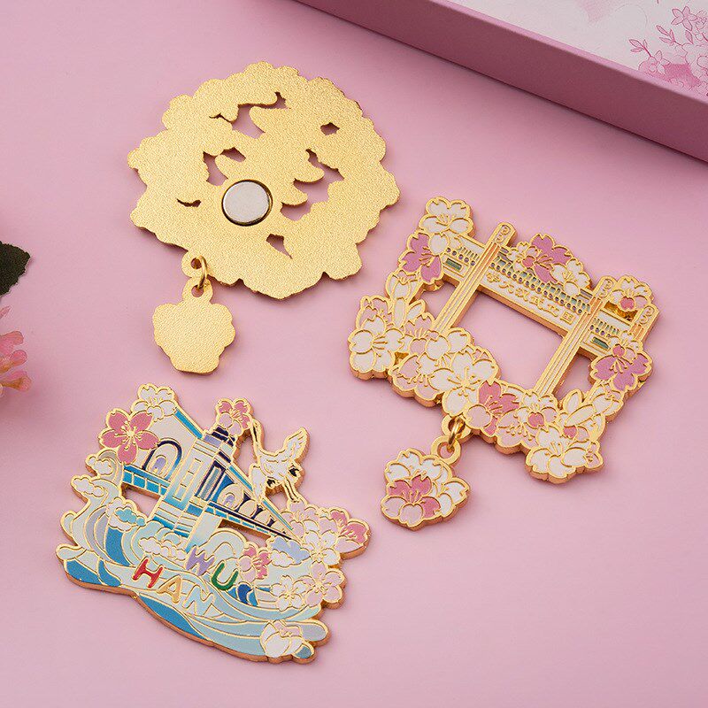 湖北武汉金属冰箱贴黄鹤楼东湖武汉大学金属文创冰箱贴磁贴伴手礼