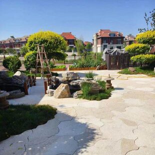 柏坡黄地铺碎拼地球拼不规则地铺石田园风格日式庭院菠萝面铺地石