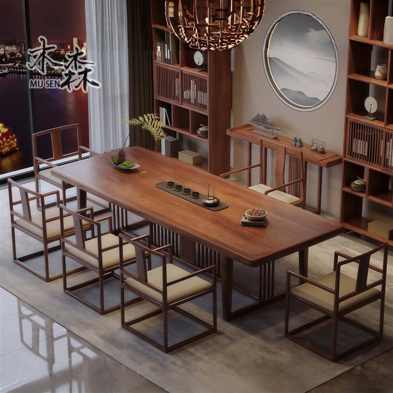 新中式白蜡木实木茶桌椅禅意功夫茶台茶馆办公室家用Z客厅泡茶桌