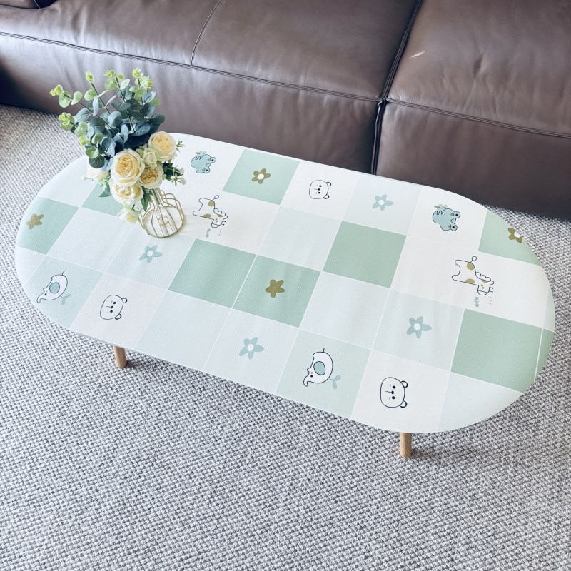 新款椭圆形皮革餐桌垫轻奢高级感圆弧H形桌布防水防油防烫茶几桌