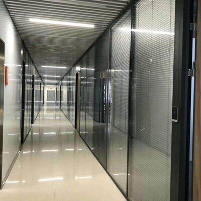 办公玻璃屏风隔断墙办公室高隔断铝合金百叶窗成品双层钢化玻璃间