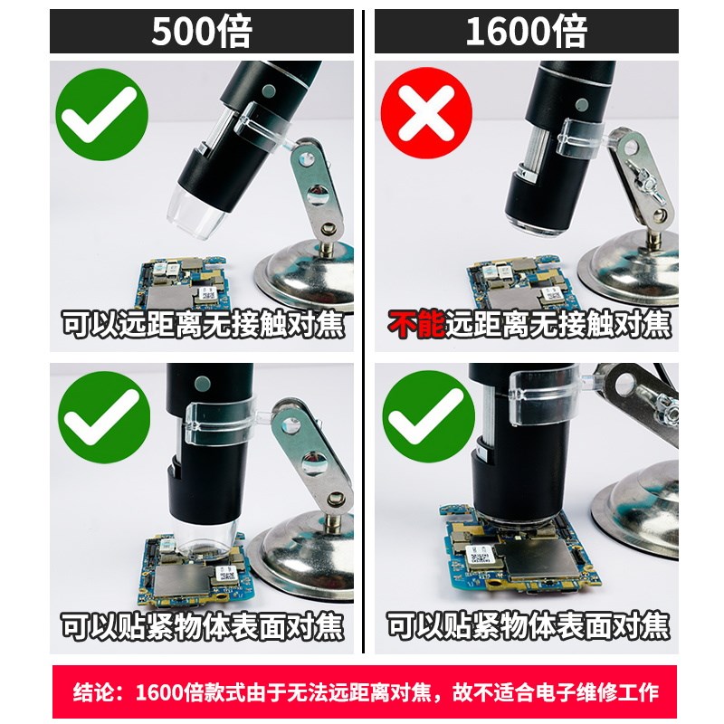 数码显微镜500倍带q灯放大镜高清鉴定手机电子修专用可拍照录像
