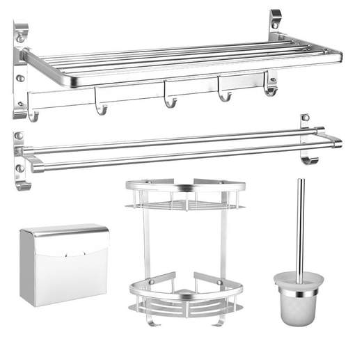太空铝套装浴室挂件置物架毛巾架套装方形纸盒亮光卫生间套装