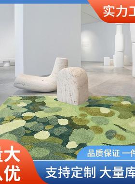 卧室感苔藓床边地垫田园风猫现代简约毛绒地毯0J7I绿色撸