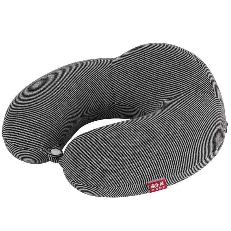 康乐屋条纹针织棉记忆棉U型枕颈E椎枕旅行枕可拆洗午睡颈枕车用
