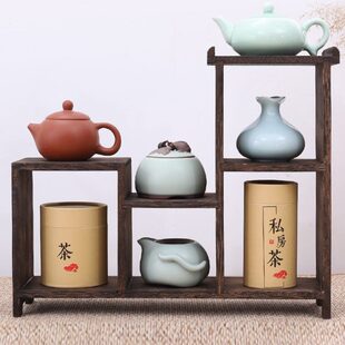 烧桐木桌面置物夹杂物收纳架物品摆放架多宝阁古董展示架茶具架