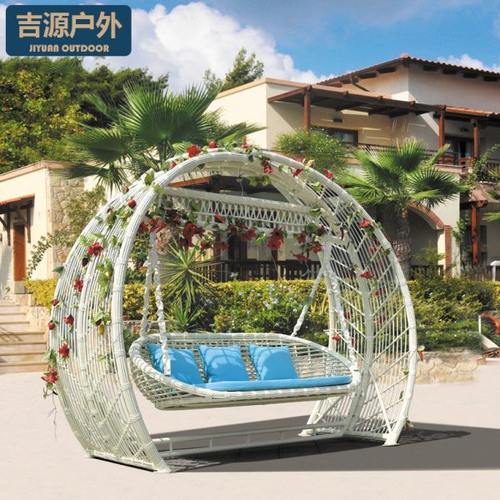 户外庭院秋千藤编家用别墅样板房花园吊椅室外简约双人荡秋千摇椅