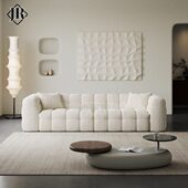 奶油风棉花糖布艺沙发极简法式 北欧泰迪绒复古沙发