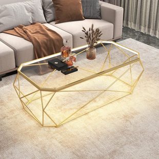 茶几轻奢现代小户型客厅家用桌简约钢化玻璃休闲理发店影音室网红