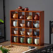 古格子架茶壶展示置物架茶杯桌面子茶具收纳架多宝格挂墙背景展示