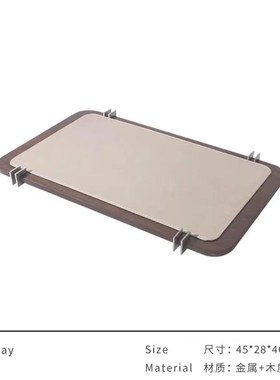 轻奢现代样板间灰色米白r皮革收纳托盘书房客厅桌面摆件装饰置物