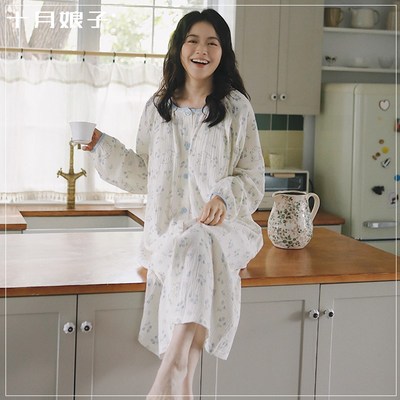 带胸垫医院待产裙纯棉纱布薄款产后春秋夏季孕妇生产睡衣哺乳睡裙