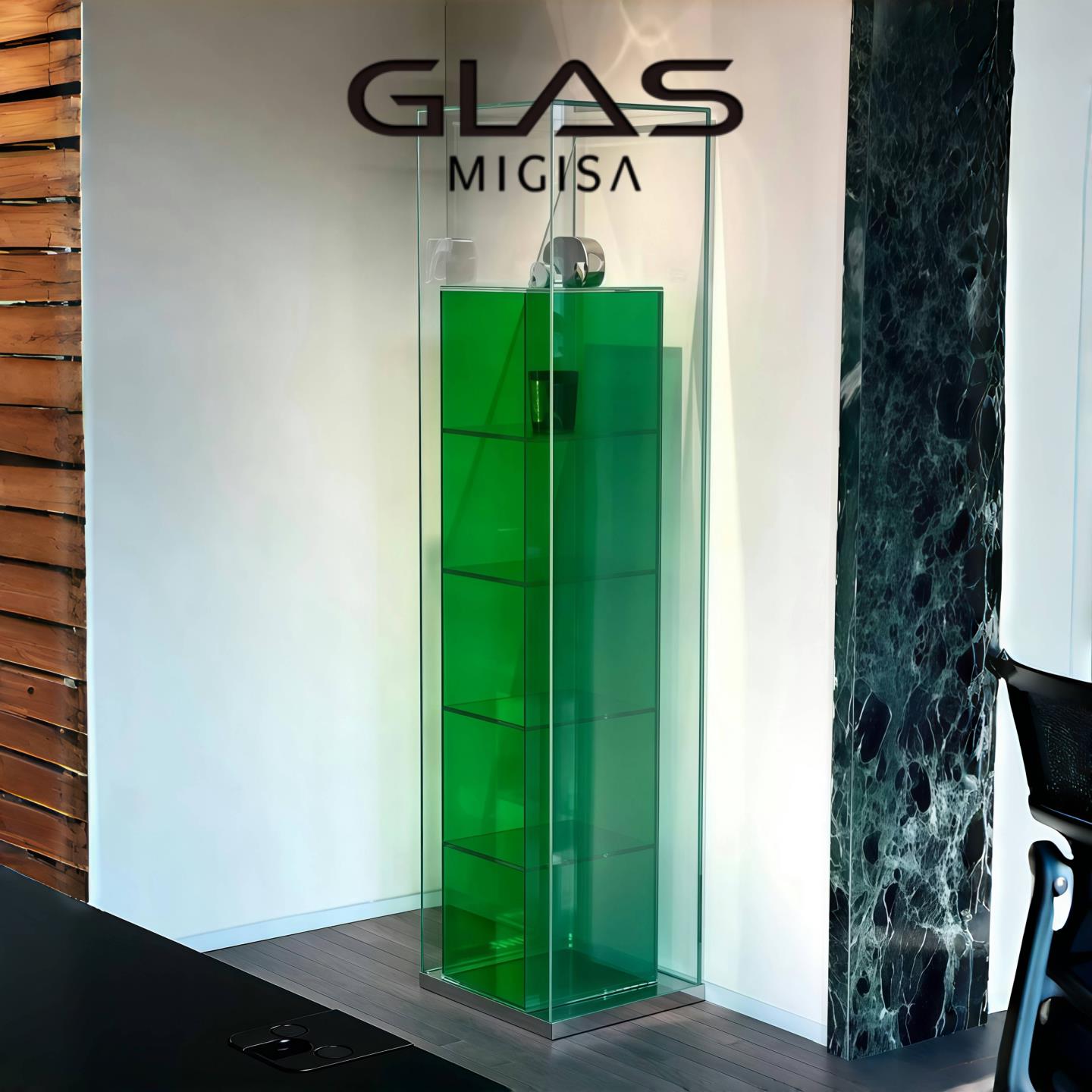GLAS MIGISA彩色玻璃书柜墙角柜边柜展示柜置物架转角书架