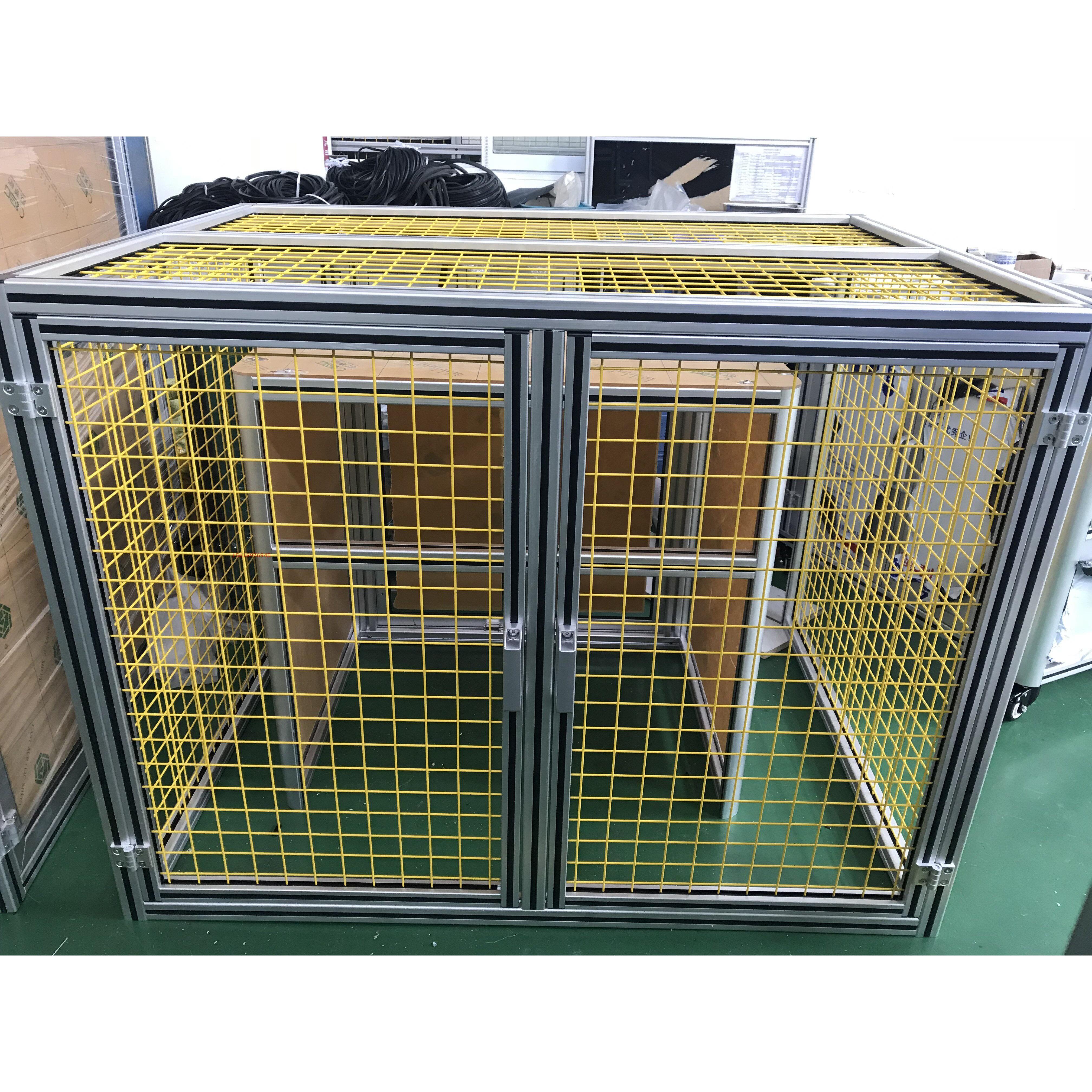 黄色烤漆防护网4040铝挤型材料罩子铝挤型材料镀锌网格防护罩散热