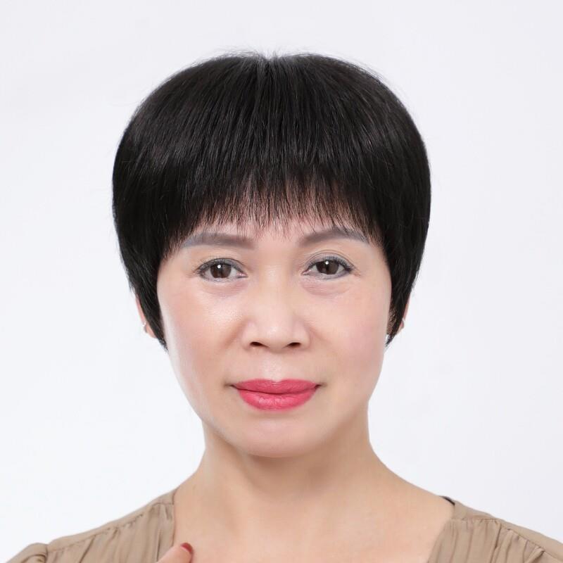 假发女全头套妈妈全真发头套自然薄款黑色短发中老年人光头假发套