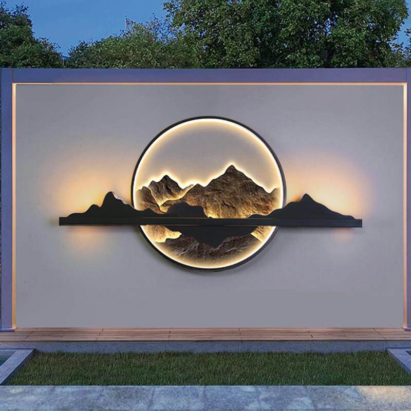 太阳能户外灯庭院新中式壁灯别墅防水造景影壁墙景观灯装饰壁画灯